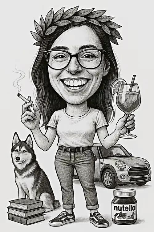 Caricatura ragazza con capelli lunghi