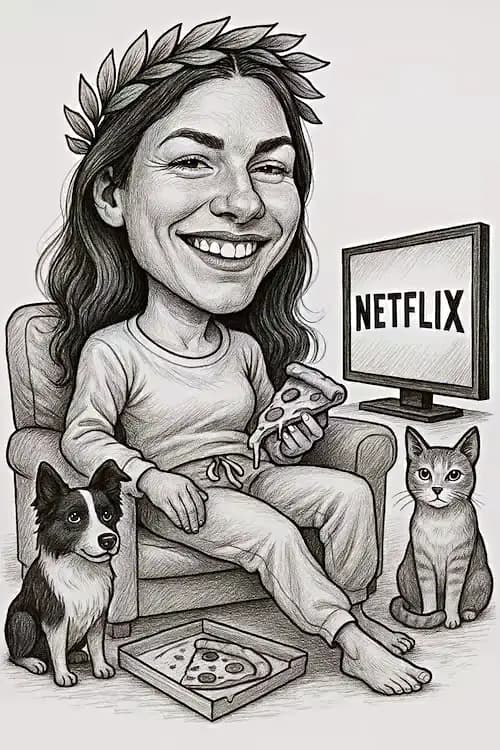 Caricatura ragazza con animali domestici