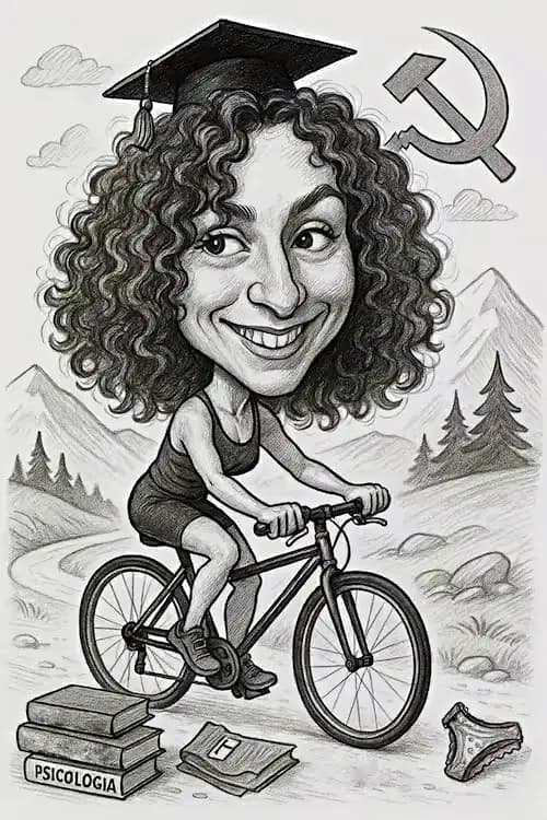 Caricatura ragazza in bici